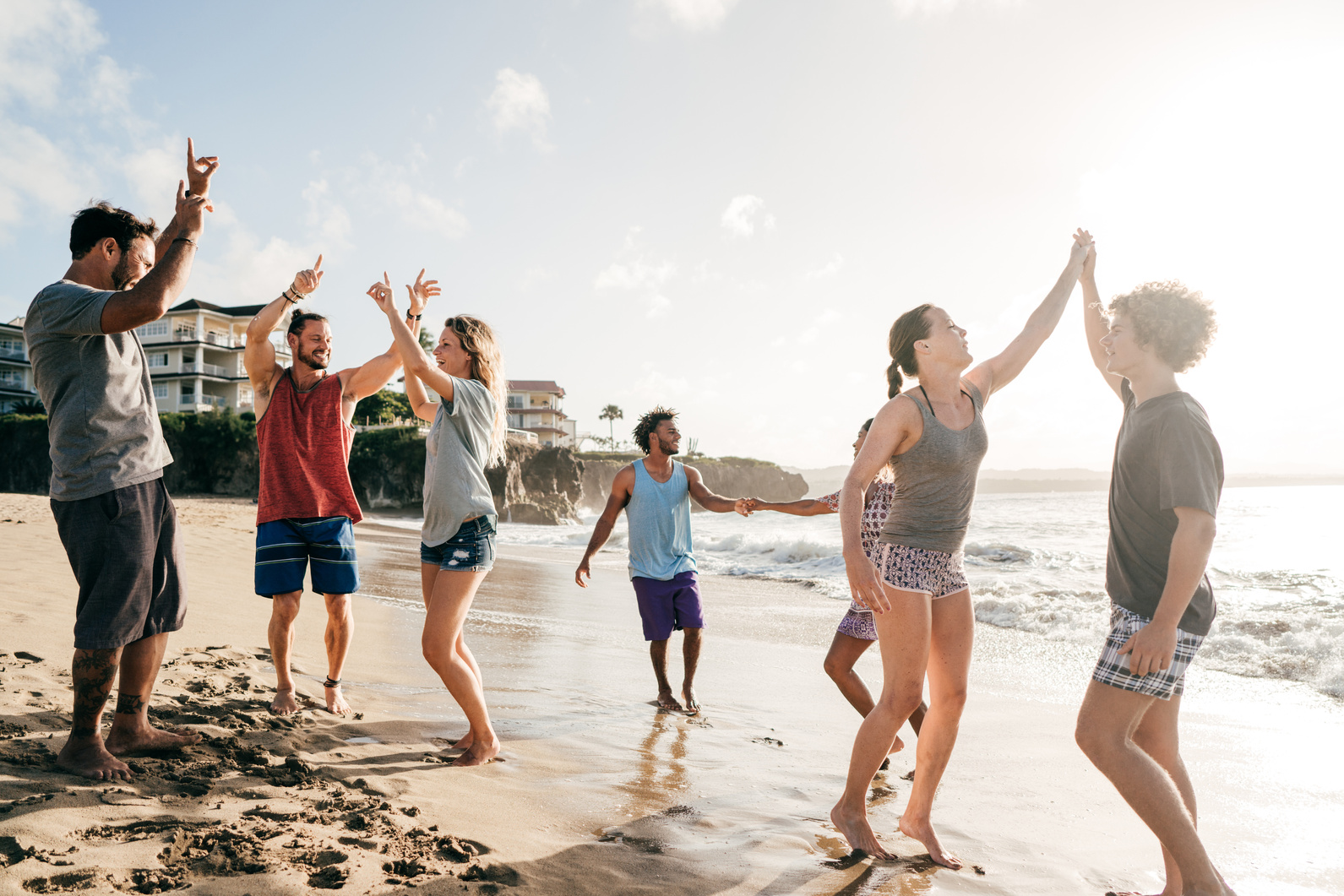 Team building at the beach.